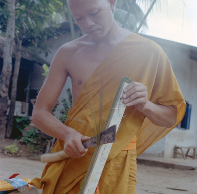 Making palm-leaf manuscripts 09, Luang Prabang