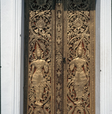 Detail of carved doors, Luang Prabang