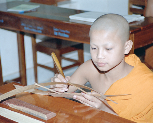 Copying a palm-leaf manuscript 02, Luang Prabang